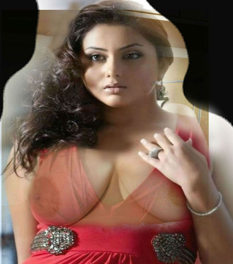 Hot cleavage Namitha transparent see though nipple without bra