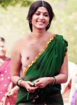 Anushka Shetty nude boobs in green saree without bra