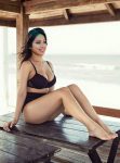 Nivetha Pethuraj sexy leg naked black bikini beach shoot