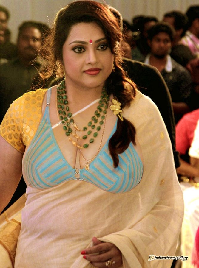 Meena wearing only bra without blouse in saree