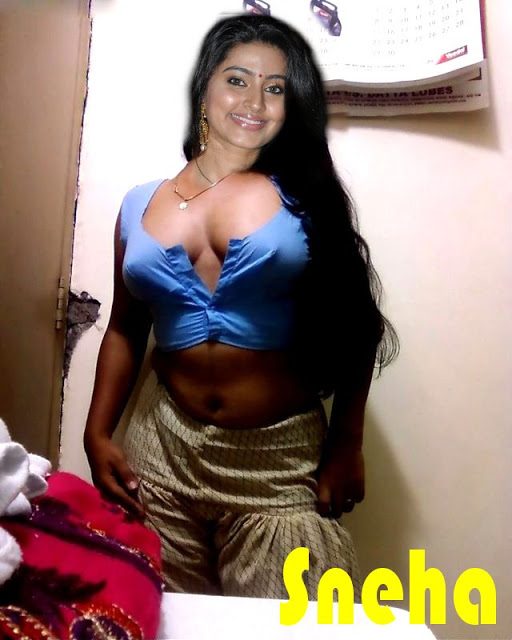 Sneha open blouse nipple see though private room photo without saree