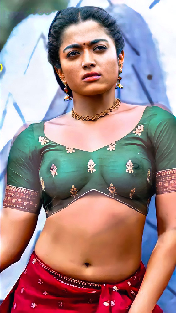Rashmika Mandanna transparent blouse nipple see through Sexy XXX Pics
