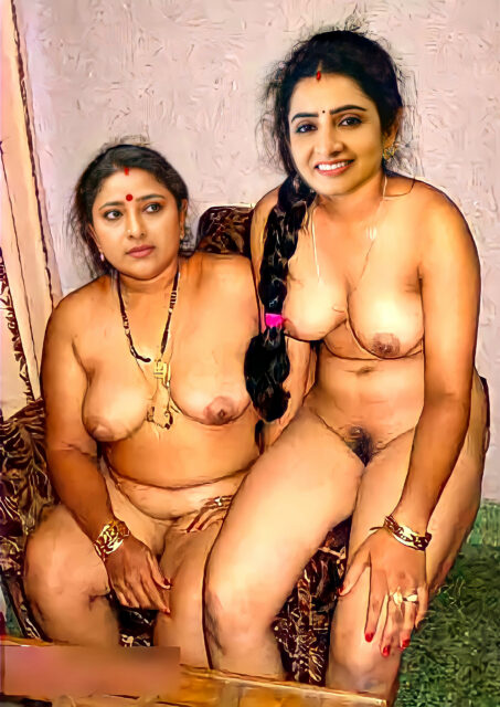 Big boobs milf Praveena nude pose with Sujitha sexy naked body lesbian Deep Fake Album