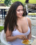 Busty boobs Anu Sithara deep cleavage low neck louse Hot Face Swap Album