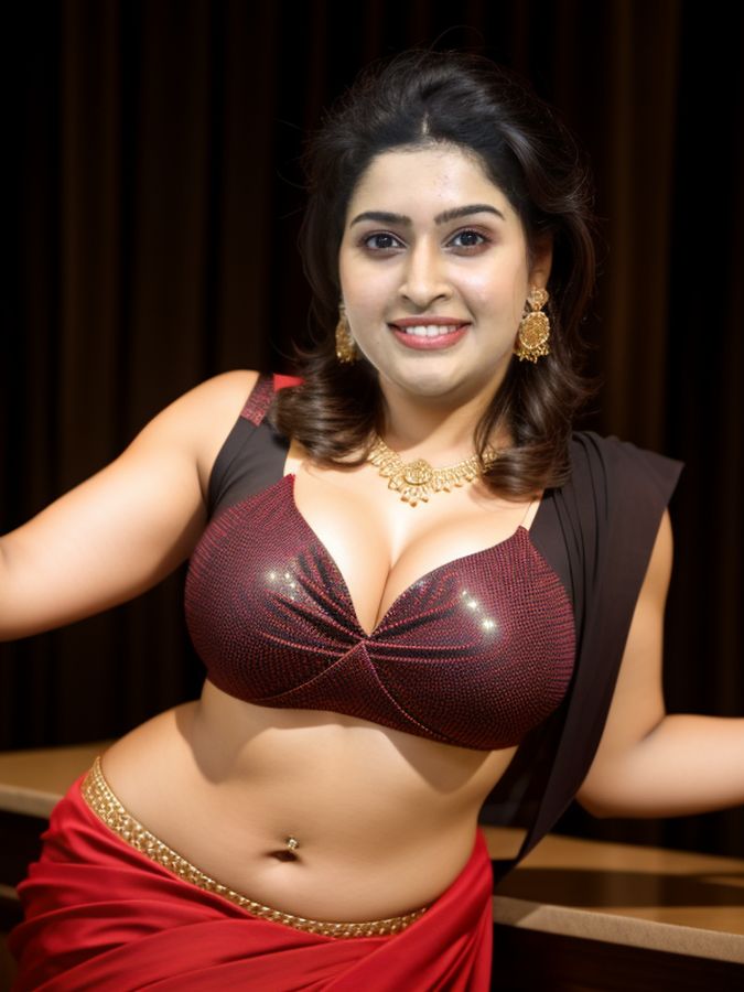 Tanya Ravichandran Cleavage bold shoot low neck blouse outdoor pose 12 AI photos and video