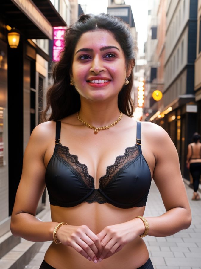 Tanya Ravichandran lingerie bold shoot low neck bra outdoor pose 12 AI photos and video