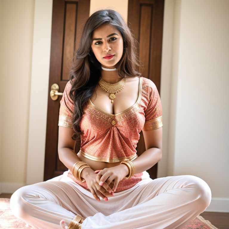 Akshatha Madhav low neck blouse cleavage