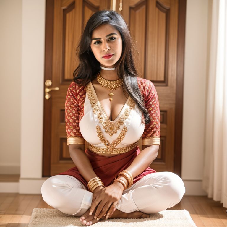 Akshatha Madhav low neck blouse cleavage