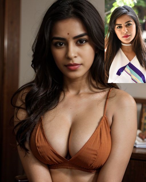Akshatha Madhav serial actress low neck blouse cleavage