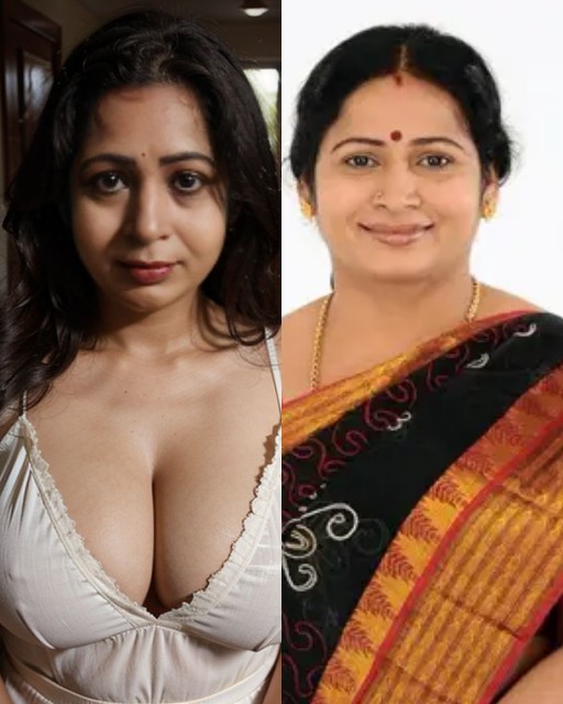 Anjali Varadharajan sexy low neck blouse cleavage tv serial milf