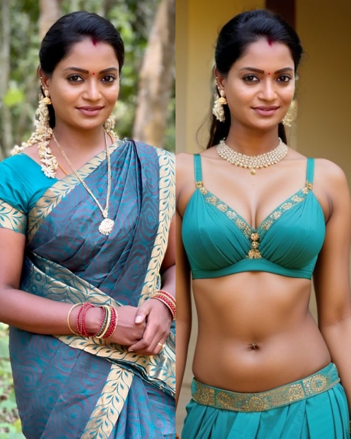 Karuna Vilasini bra without Saree hot bold shoot cleavage navel show