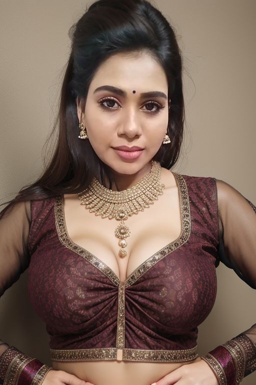 Sonia Vikram low neck blouse cleavage