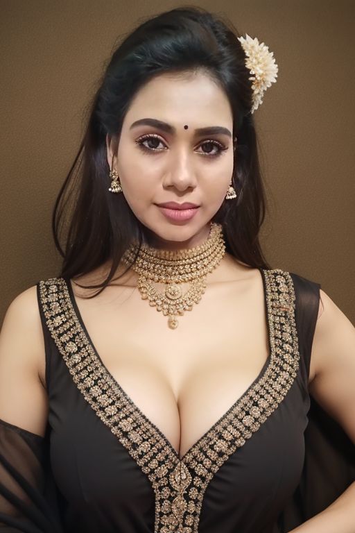 Sonia Vikram low neck blouse cleavage